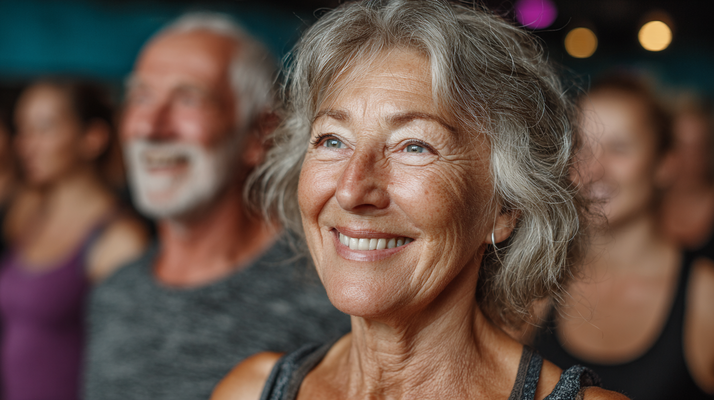 Възрастни хора правят фитнес упражнения